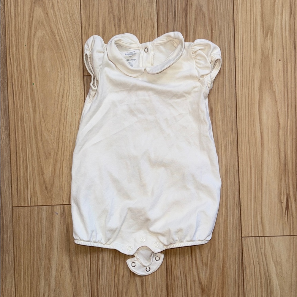 Sofia Grainge Cream Baby Romper with Puff Sleeves